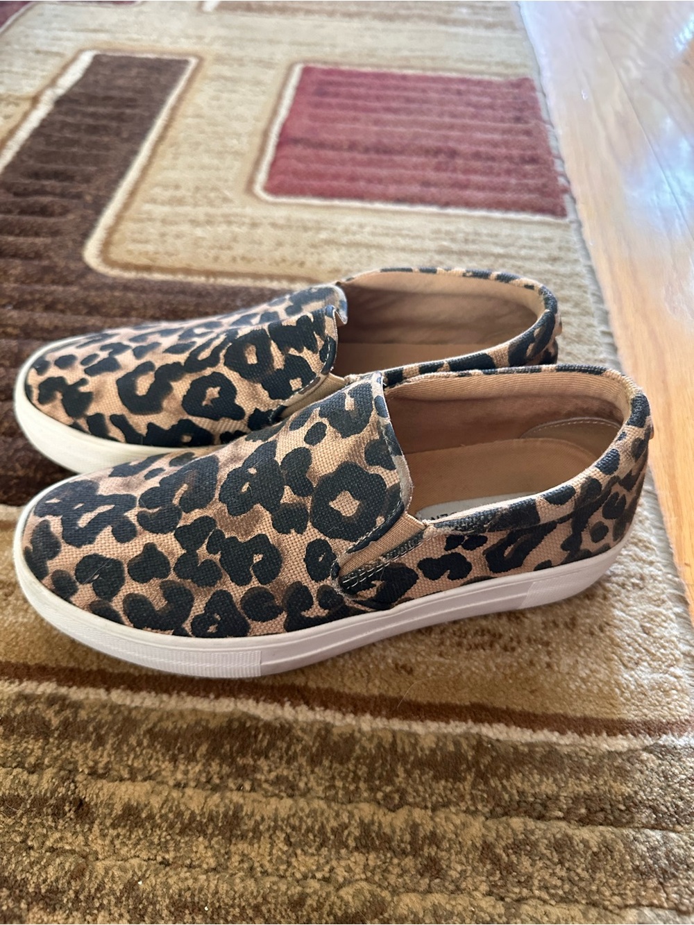 Steve Madden Leopard Print Slip-On Sneakers in Tan and Black